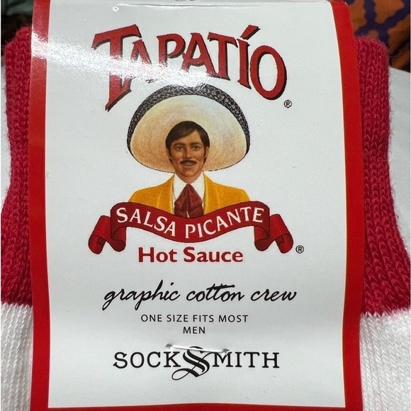 Tapatio Salsa Picante Hot Sauce Graphic Cotton Crew Socks One Size Fits Most Men - Picture 3 of 4